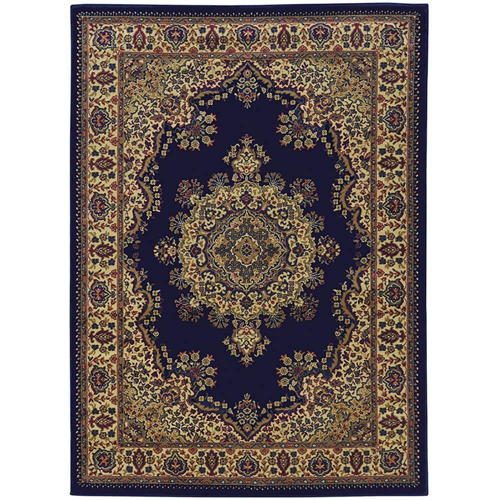 Castello Navy 8 ft. x 11 ft. Traditional Oriental Medallion Area Rug