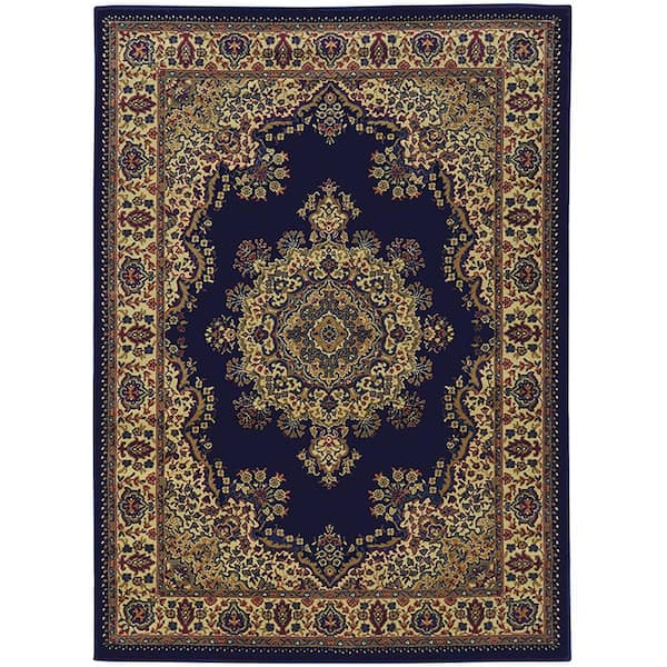 RADICI USA Castello Navy 8 ft. x 11 ft. Traditional Oriental Medallion Area Rug