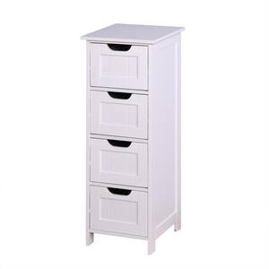 July 11.8 in. W x 11.8 in. D x 32.28 in. H White Freestanding Linen Cabinet with Drawers
