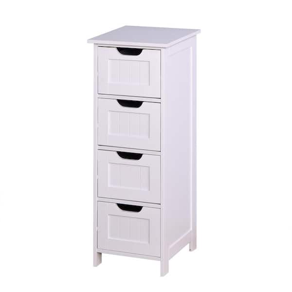 Miscool Naples 11.8 in. W x 11.8 in. D x 32.28 in. H White Freestanding Linen Cabinet with Drawers