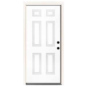 42 in. x 80 in. Premium 6 Panel Primed White Steel Prehung Front Door