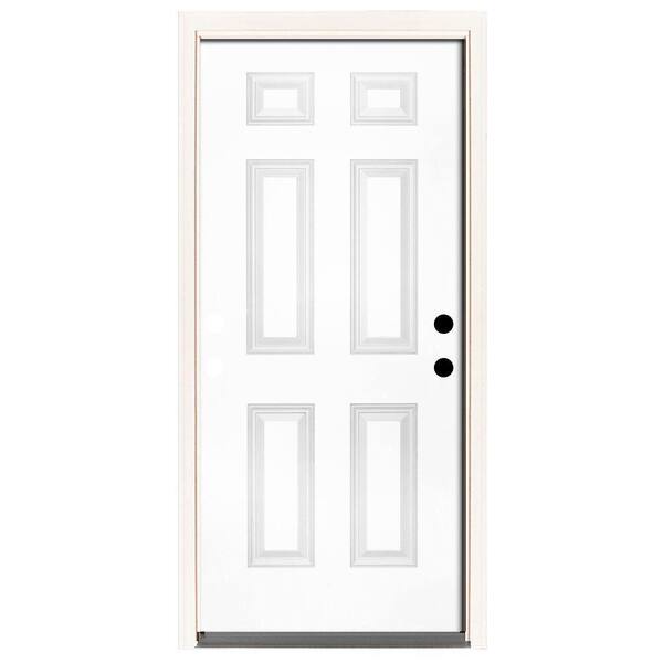 Steves & Sons 42 in. x 80 in. Element Series 6 Panel White Primed Steel Prehung Front Door