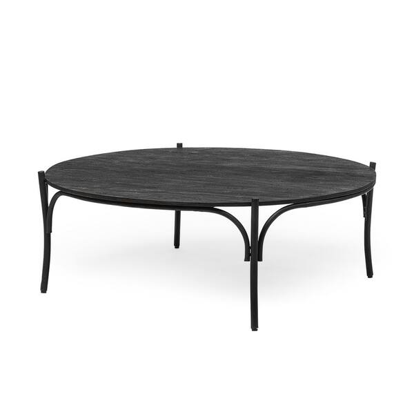 Mercana Etienne 49 in. Black Large Round Wood Coffee Table