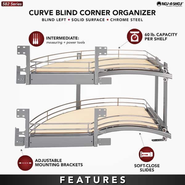 Rev-A-Shelf Sliding Solid Surface 4-shelf Blind Corner Cabinet Organizer
