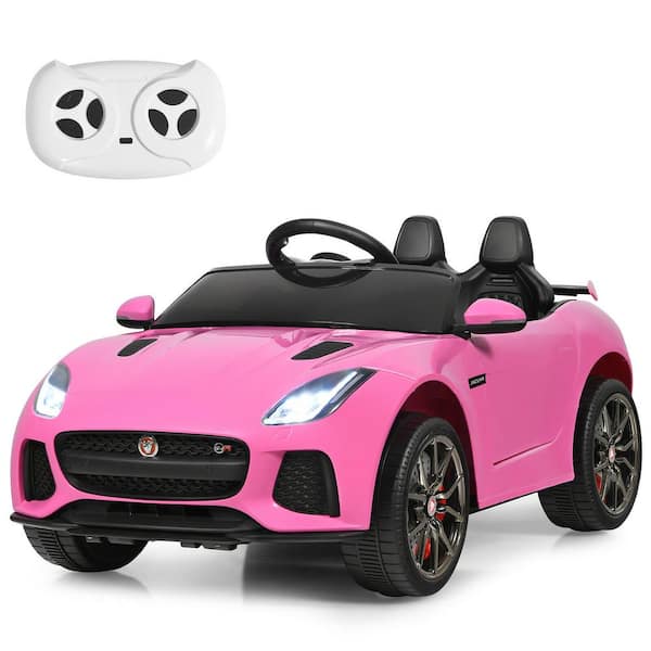 Costway 12-Volt Jaguar F-Type SVR Licensed Kids Ride-On Car with MP3 and Lights in Pink