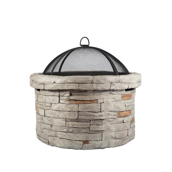 Willit 27.4 in. Outdoor Steel Fire Pit in Grey