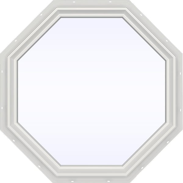 JELD-WEN 35.5 in. x 35.5 in. V-2500 Series White Vinyl Fixed Octagon Geometric Window w/ Low-E 366 Glass