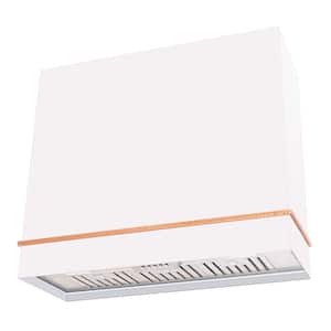36 in. Stainless Steel Range Hood with Powerful Vent Motor, 600 CFM, 3-Speed, Wall Mount, in White with Copper