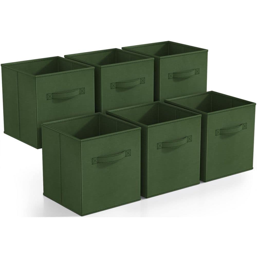 Foldable Storage Cubes with Handles Green 10.5 in. x 11 in. Fabric Decorati