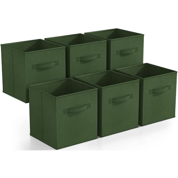 Sorbus Foldable Storage Cubes with Handles Green 10.5 in. x 11 in. Fabric Decorative Basket (Set of 6) Clothes Closet Organizer