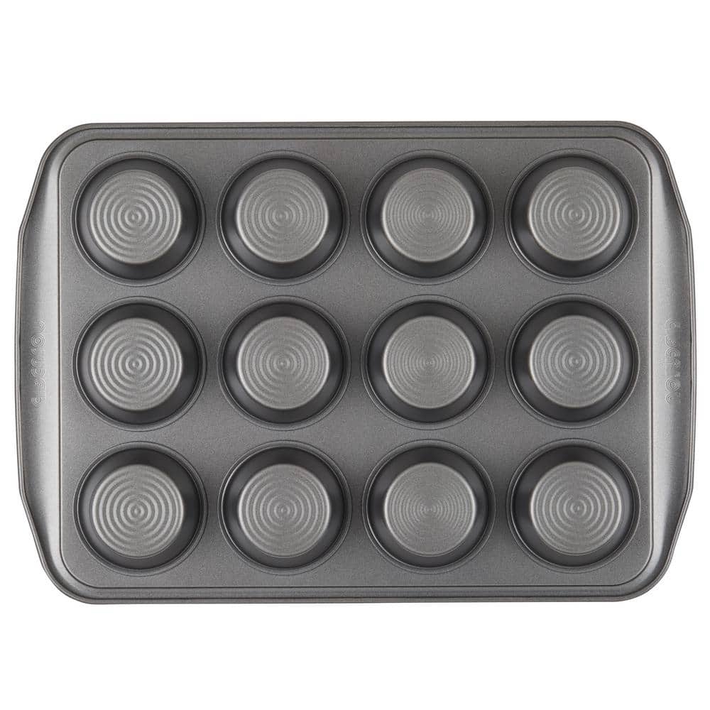 Gray Nonstick 12-Cup Steel Muffin Pan