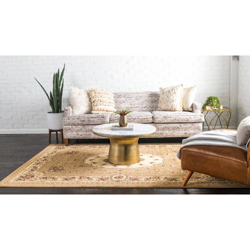 Tan Medallion Rectangular Synthetic 9' x 12' Area Rug