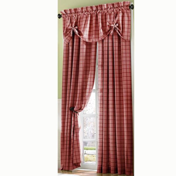 Curtainworks Semi-Opaque RedCountry Plaid Cotton Panel- 50 in. W x 63 in. L
