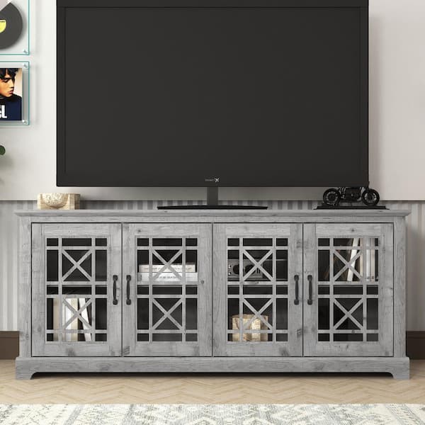 GALANO Isadora 68.2 in. Mexican Gray 4-Door TV Stand Fits TV's up to 75 in.