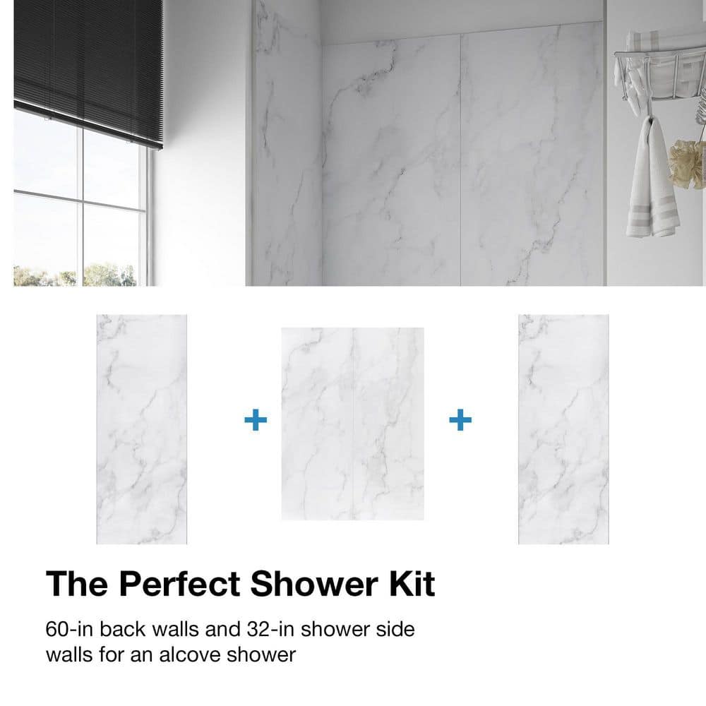 Carrara Marble 60'' x 80'' Shower Wall Kit