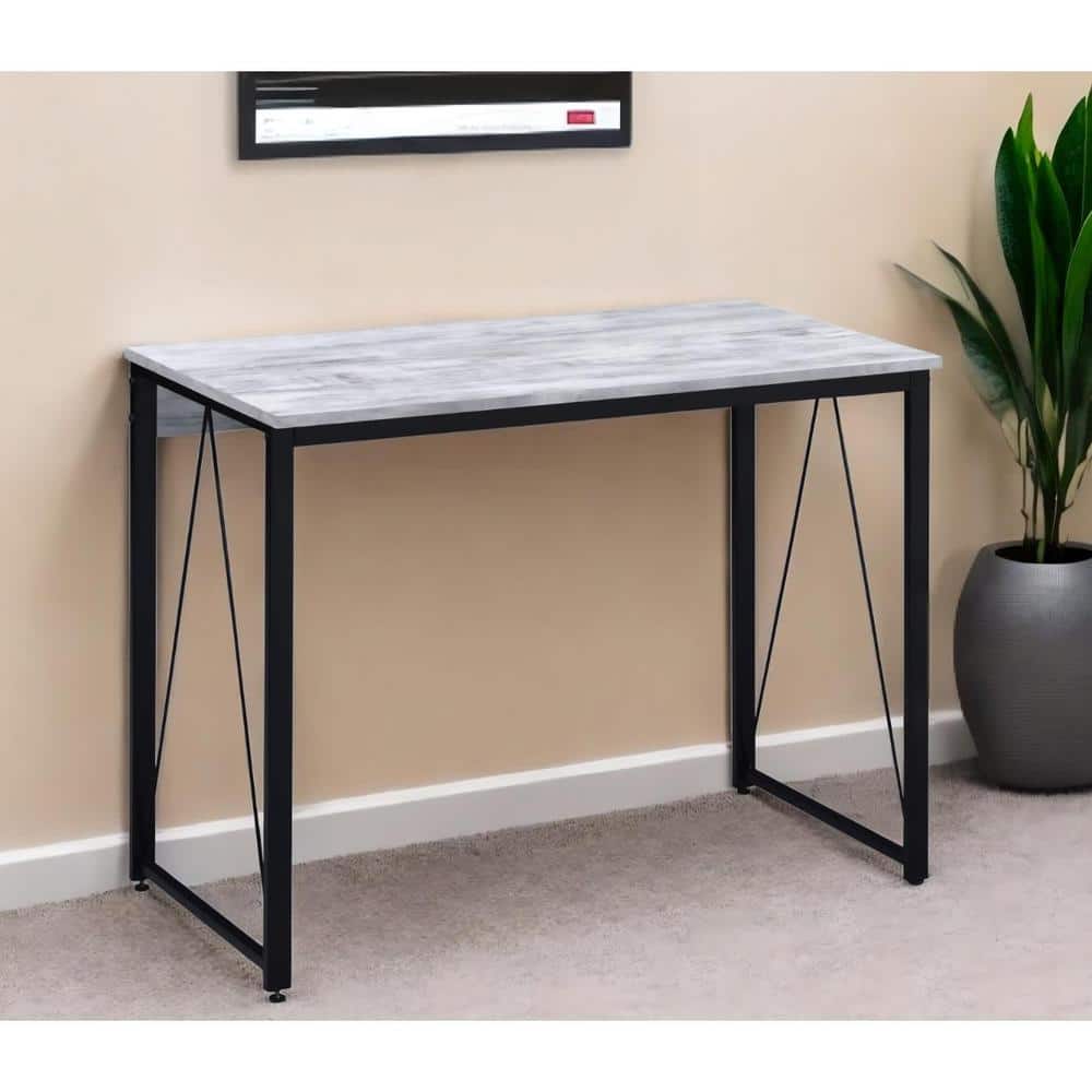 35 in. Rectangular White Metal 0-Drawer Computer Desks