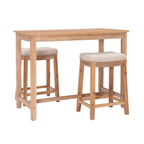 Linon Home Decor Concord 3-Piece Rectangle Counter Height Natural Wood Top Dining Room Set Seats 2