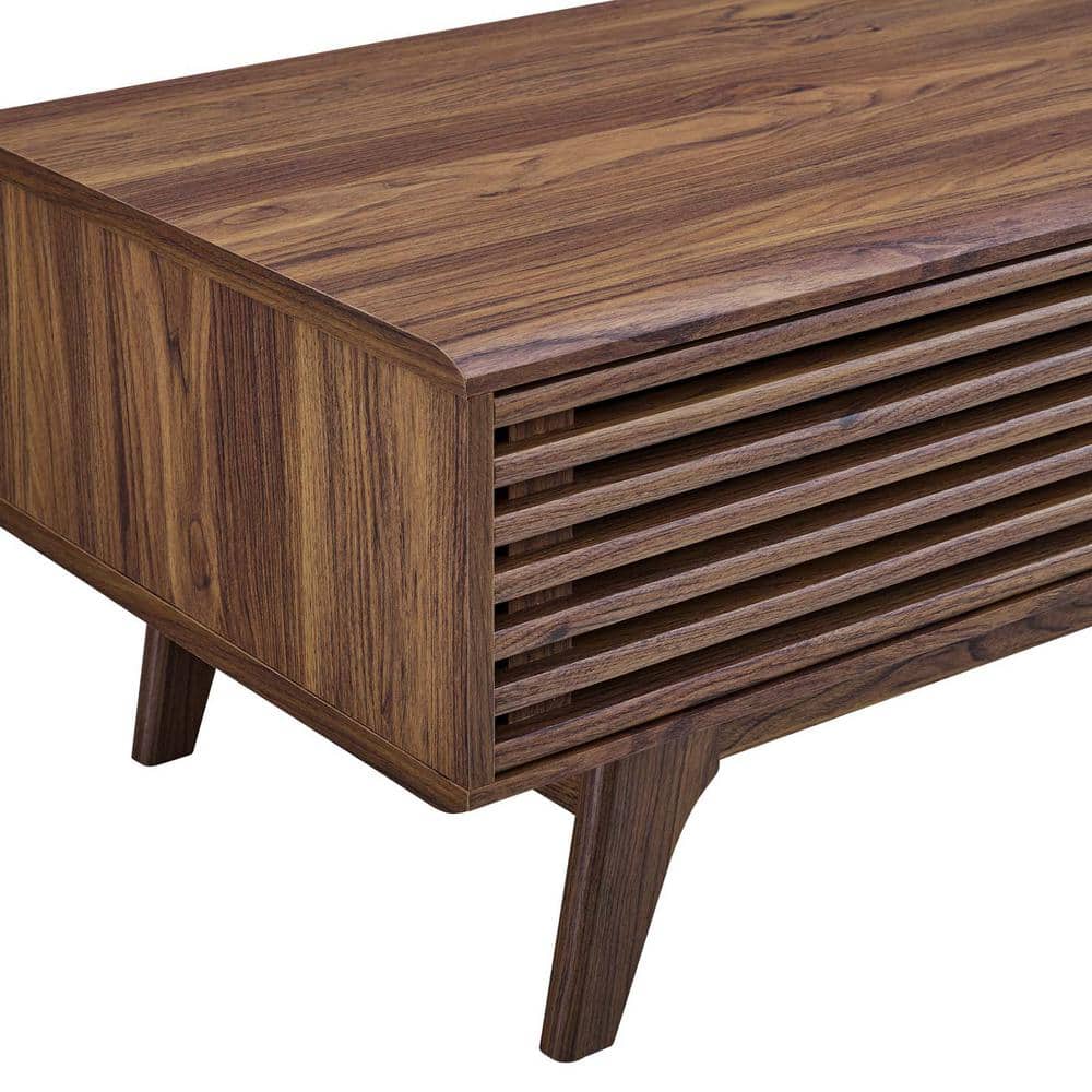 Mid-Century Modern Walnut Grain Laminate Coffee Table, 43 in