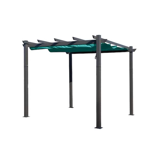 Morgan 10 ft. x 10 ft. Aluminum Frame Outdoor Pergola with Blue Canopy