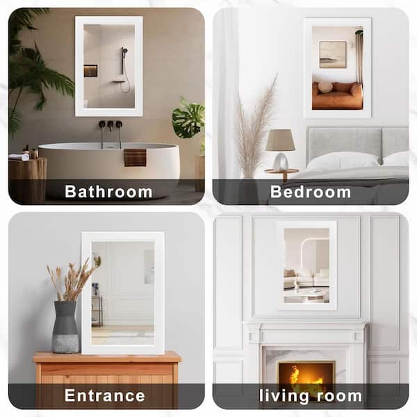 Sxiawe 24 in. W x 32 in. H Simple Rectangular White Wood Frame