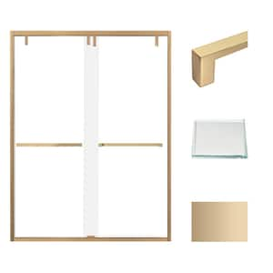 Eden 60 in. W x 80 in. H Sliding Semi-Frameless Shower Door in Champagne Bronze with Low Iron Glass