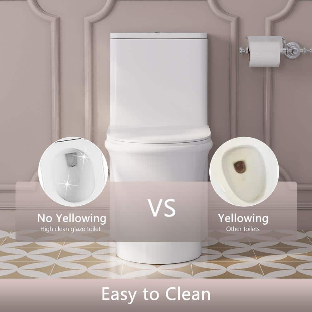 White Ceramic Elongated Dual Flush One-Piece Toilet
