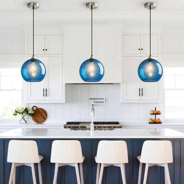 ZHLWIN Home Lighting ‎60 Watts 1-Light 9.84 in. Blue Glass Pendant