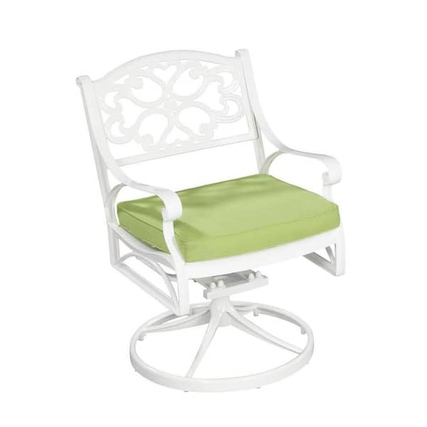 Home Styles Biscayne White Patio Swivel Chair with Cushion