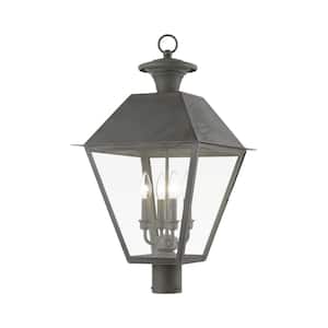 Helmsdale 27.5 in. 4-Light Charcoal Cast Brass Hardwired Outdoor Rust Resistant Post Light with No Bulbs Inlcuded