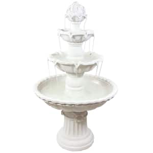 52 in. 4-Tier White Water Fountain with Fruit Top