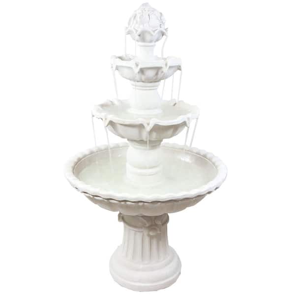 Sunnydaze Decor 52 in. 4-Tier White Water Fountain with Fruit Top