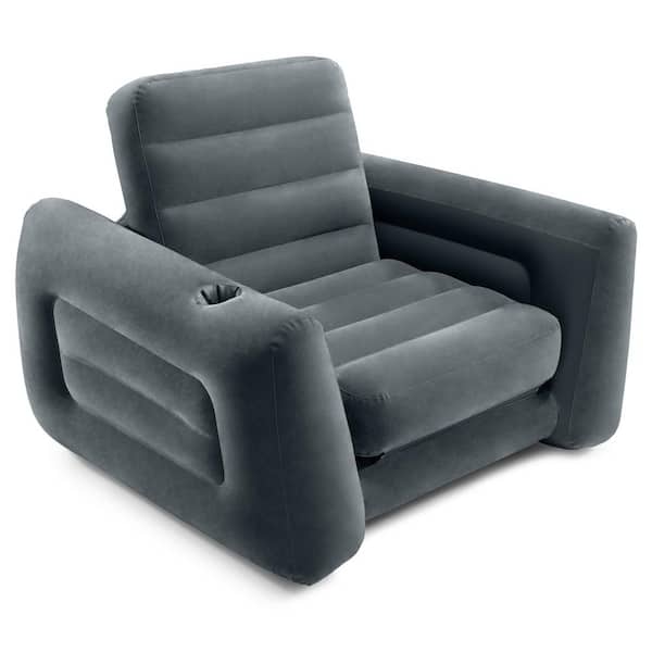 Intex Inflatable Pull Out Sofa Chair Sleeper with Twin Sized Air Bed Mattress
