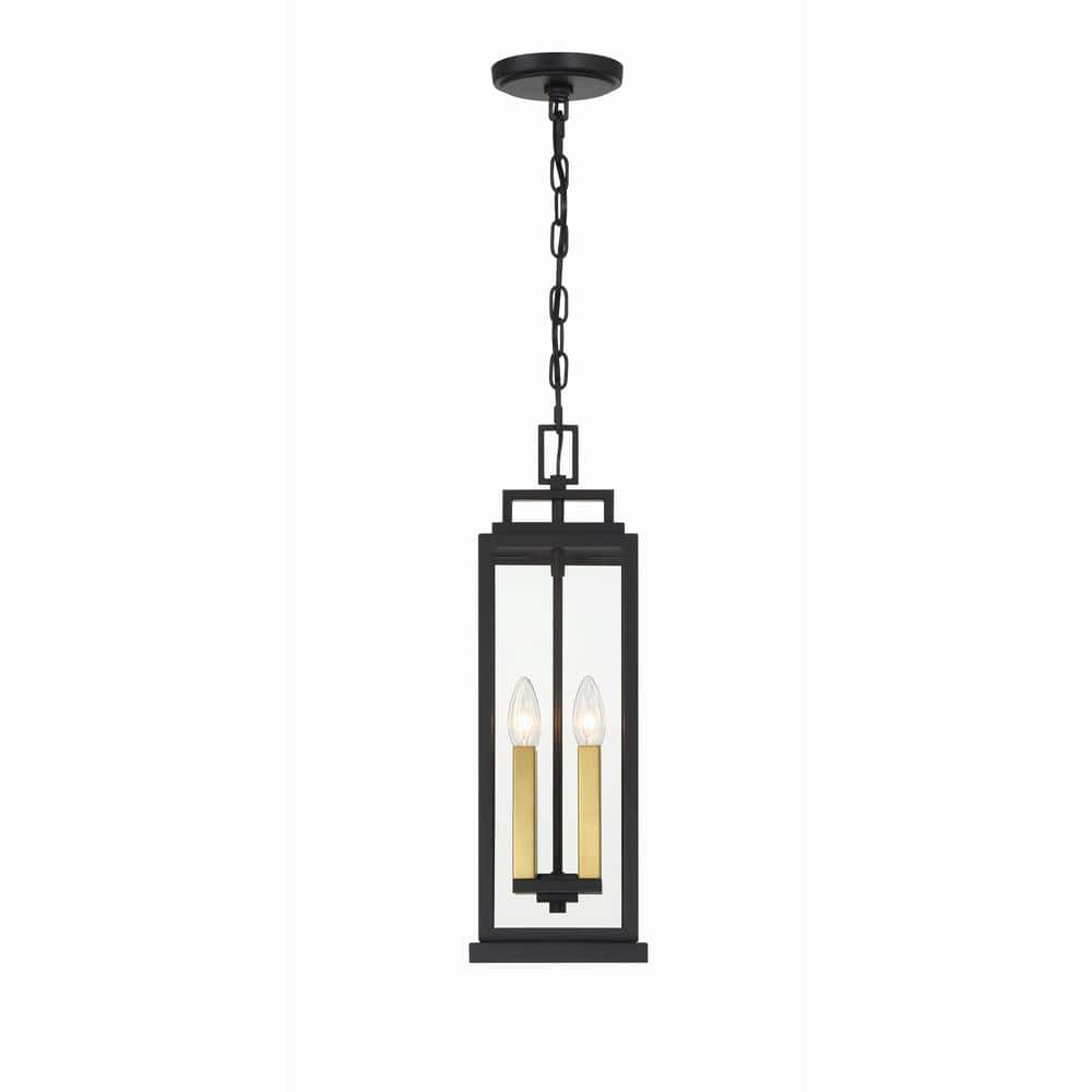 Aspen Matte Black Glass 4-Light Outdoor Pendant