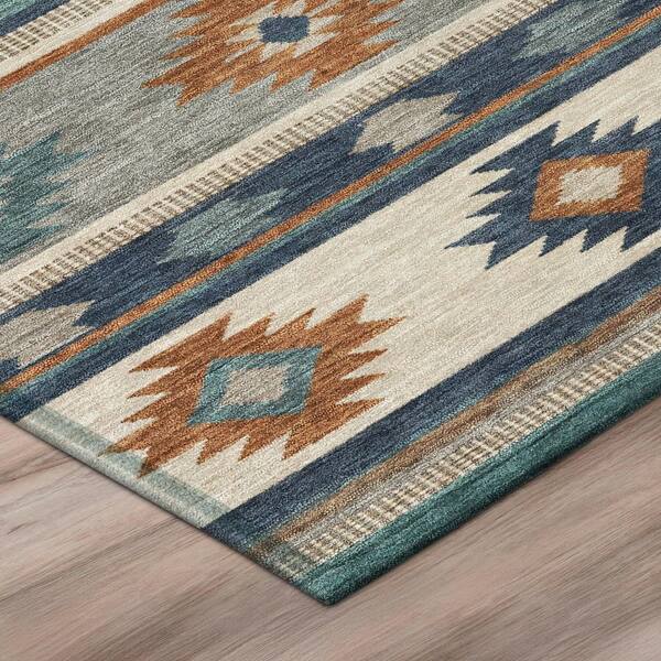 Chantille Machine Washable Indoor/Outdoor Abstract ACN3127 Teal 10 ft. x 14 ft. Area Rug