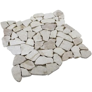 12 in. x 12 in. White Stone Mosaic Pebble Floor and Wall Tile (5.0 sq. ft. / case)