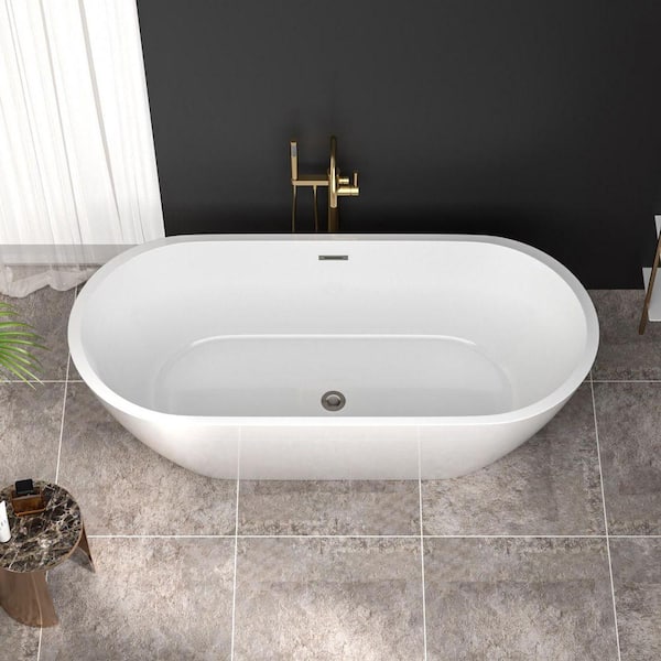 Sarlai 67 in. x 29.5 in. Acrylic Freestanding Soaking Bathtub with