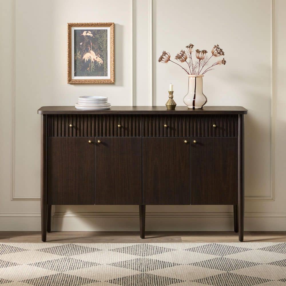 Walker Edison Furniture Company Samantha Dark Brown Oak Modern