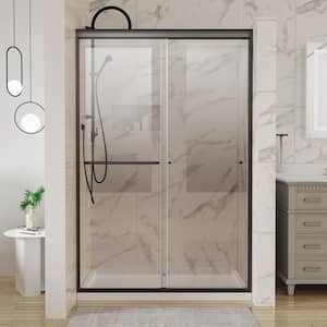 AIM 48 in. W x 72 in. H Sliding Framed Shower Door in Black with clear