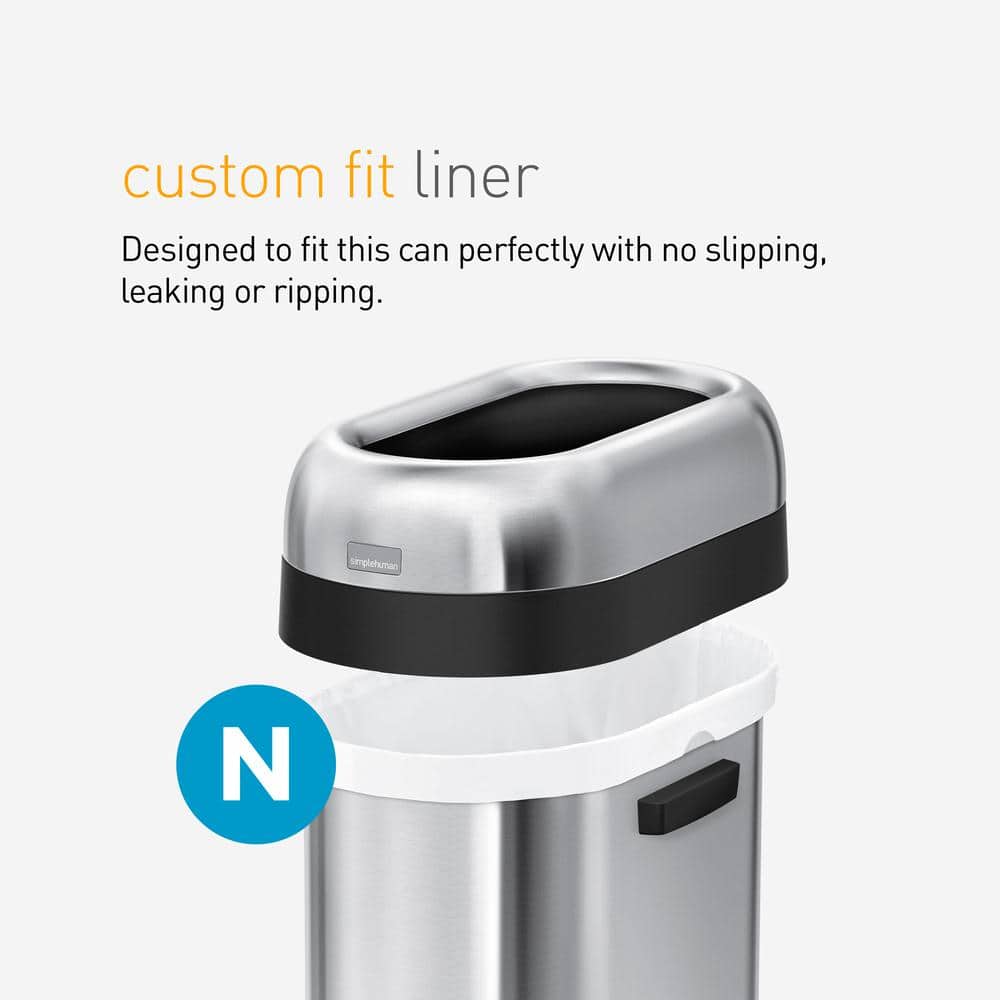 Slim Stainless Steel 13 Gallon Open Top Trash Can
