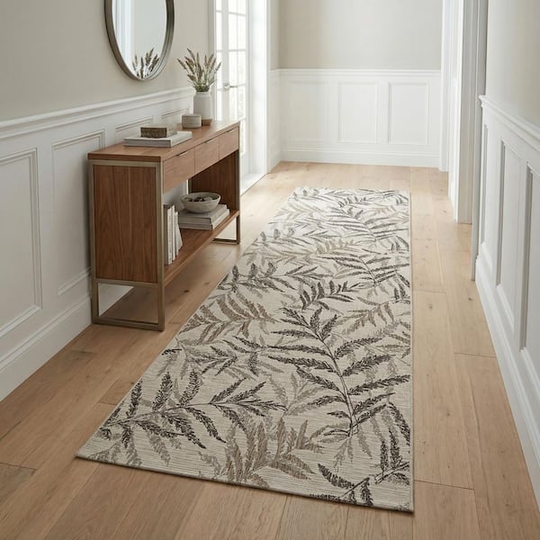 Natural 2 x 7 ft. Charm Kimberly Casual Flatwoven Floral Polypropylene Runner Indoor/Outdoor Area Rug