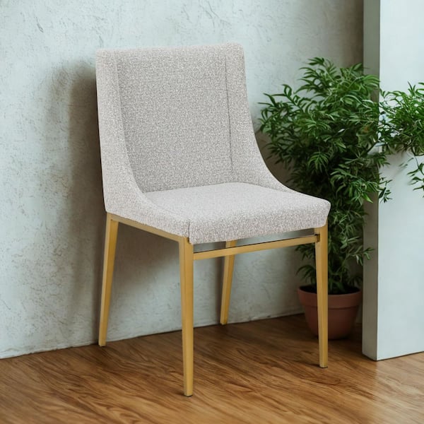 Mimi Light Grey Fabric and Antique Brass Dining Chair (Set of 2)