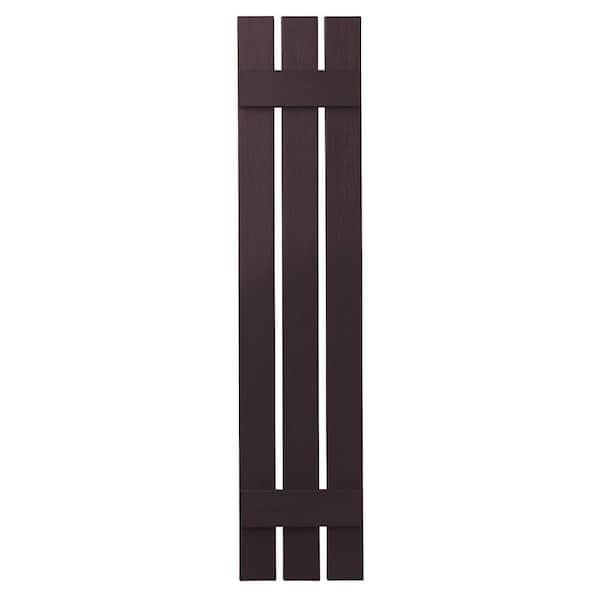 Ply Gem 12 in. x 51 in. Polypropylene 3-Board Open Board and Batten Shutters Pair in Winestone