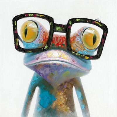 20 in. H x 20 in. W "Hipster Froggy II" Artwork in Cotton Canvas Wall Art
