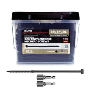 5/16 in. x 8 in. Hex Head Multi-Purpose Hex Drive Structural Wood Screw - PROTECH Ultra 4 Exterior Coated (250-Pack)
