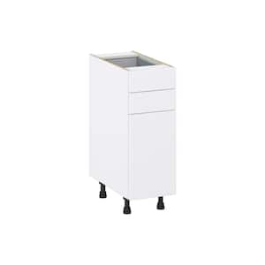 Fairhope Bright White Slab Assembled Base Kitchen Cabinet with Two 5 in. Drawers (12 in. W X 34.5 in. H X 24 in. D)