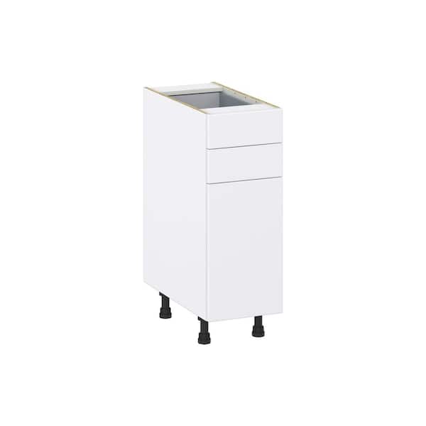 J COLLECTION Fairhope Bright White Slab Assembled Base Kitchen Cabinet with 10 in. Drawer (12 in. W X 34.5 in. H X 24 in. D)