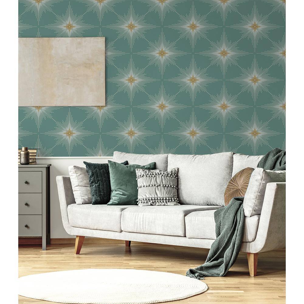 Seabreeze Blue Green Vinyl Geometric Peel and Stick Wallpaper