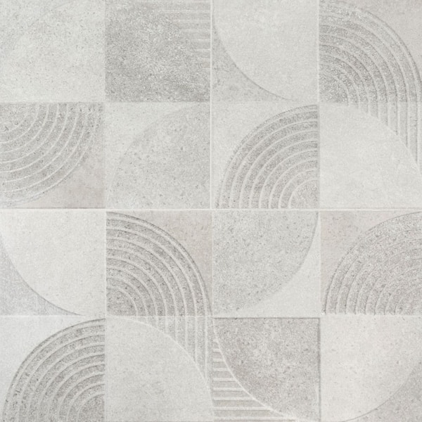 Patterned Swirl White 12 in. x 35 in. Glazed Gloss and Matte Ceramic Wall Tile (11.63 sq. ft. /Case)