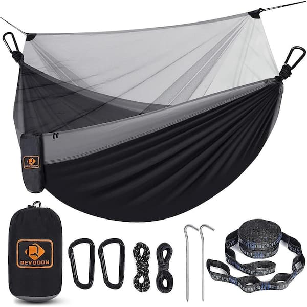 ITOPFOX 9.5 ft. Portable Hammock Bed Hammock in Black and Grey