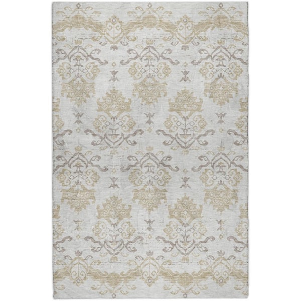 Dream Shag Premium Machine Washable Abstract ADS759 Ivory 5 ft. x 7 ft. 6 in. Area Rug